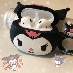 Wholesale Cute Design Cartoon Silicone Cover Skin for Airpod (1 / 2) Charging Case (Black Kitty)